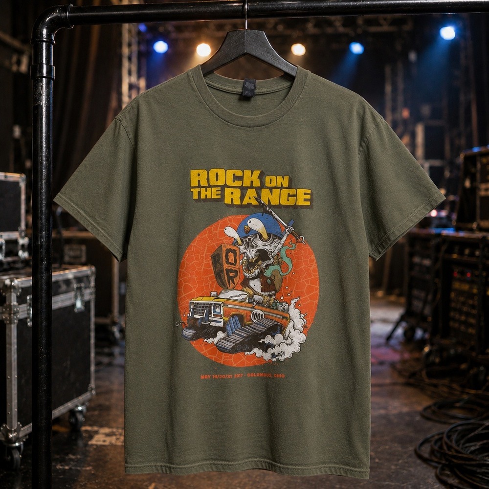 Rock On The Range 2017 Festival Concert Graphic Tee Green Metallica Korn‎ 2XL